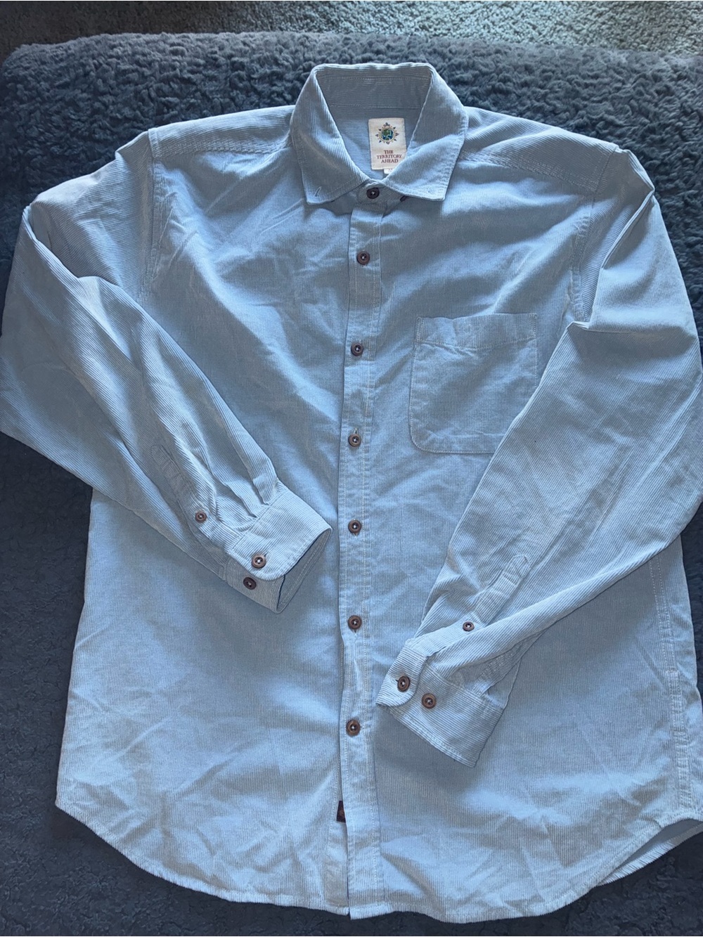 The Territory Ahead Corduroy Blue Button-Down Long Sleeve Shirt 100% Cotton